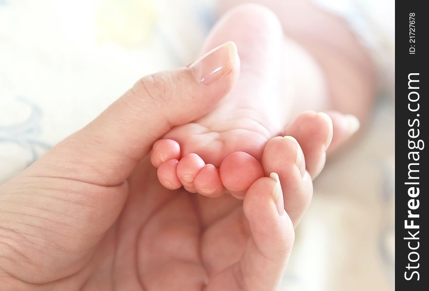 Mother Hand Holding Baby Foot