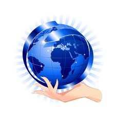 Hand Holding A Blue Globe-Social Network Concept Stock Images Hand Holding A Blue Globe-Social Network Concept Stock Images