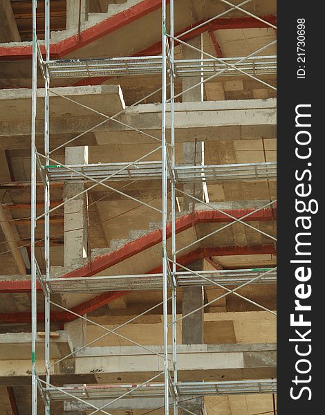 Foot of a staircase on the background of building