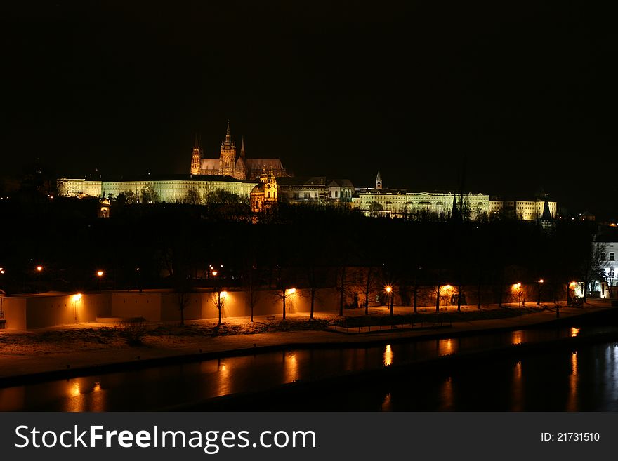 A nigth view of Prague Castle