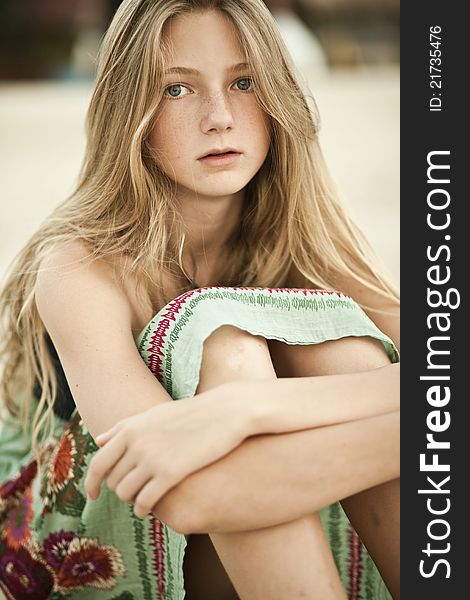 Portrait of a girl - teen with freckles
