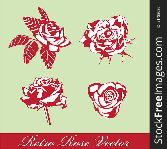 Four type rose retro style