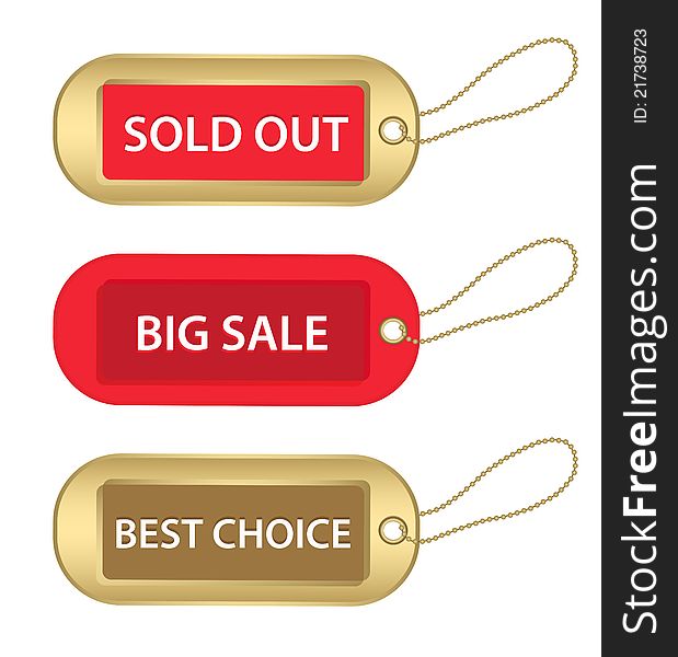 New christmas gold and red big sale, sold out and best choice tags, isolated on white. New christmas gold and red big sale, sold out and best choice tags, isolated on white