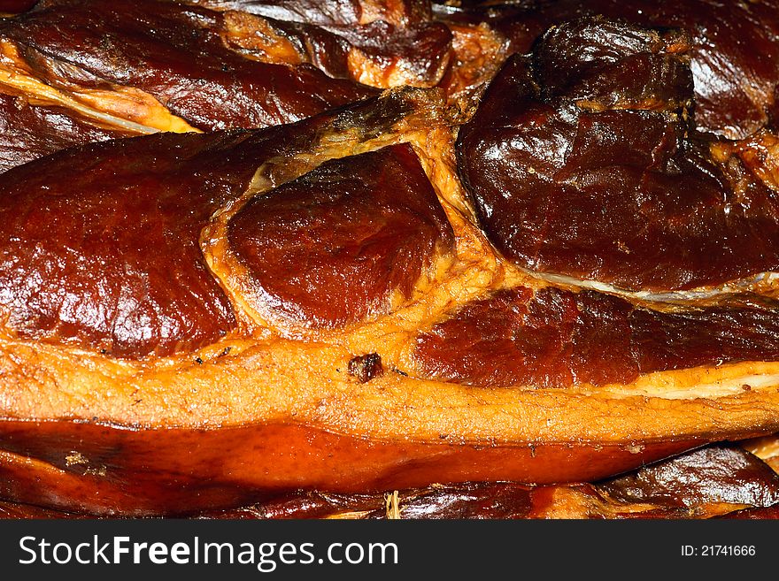 The close-up of preserved ham. The close-up of preserved ham