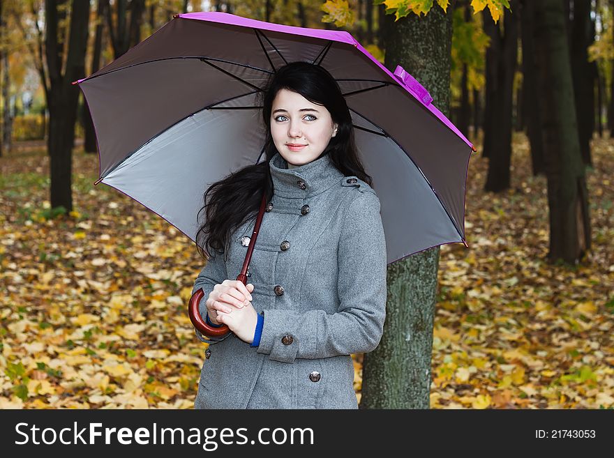 Young woman in autumn park. Young woman in autumn park
