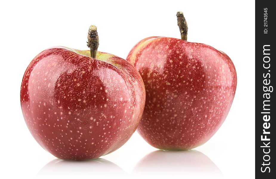 Red ripe apple on white background