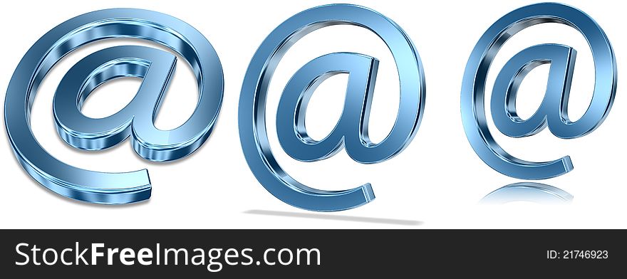 Shiny Blue Metallic E-mail Symbols