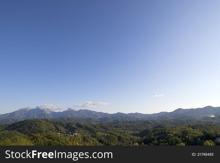 View of appennini mountains in tuscany