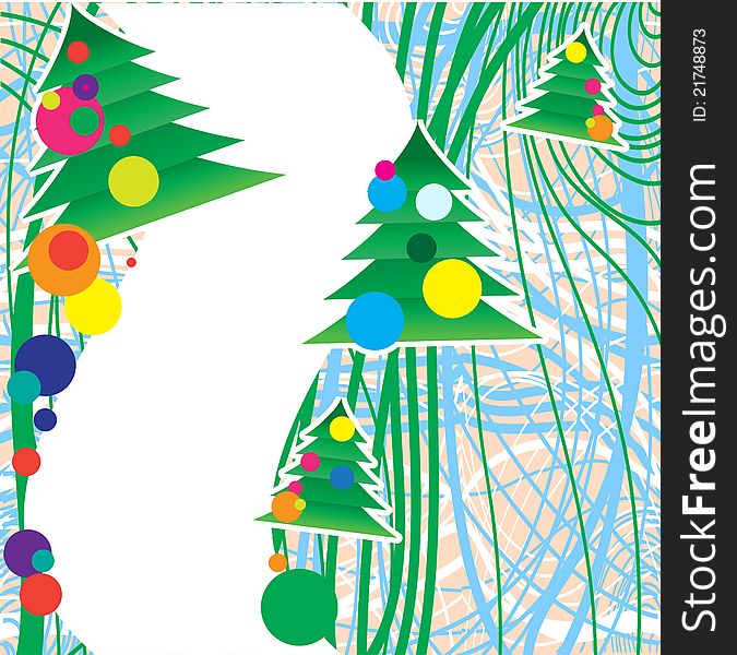 Symbolic representation of decorated Christmas trees on the background of interwoven 
lines. Symbolic representation of decorated Christmas trees on the background of interwoven 
lines