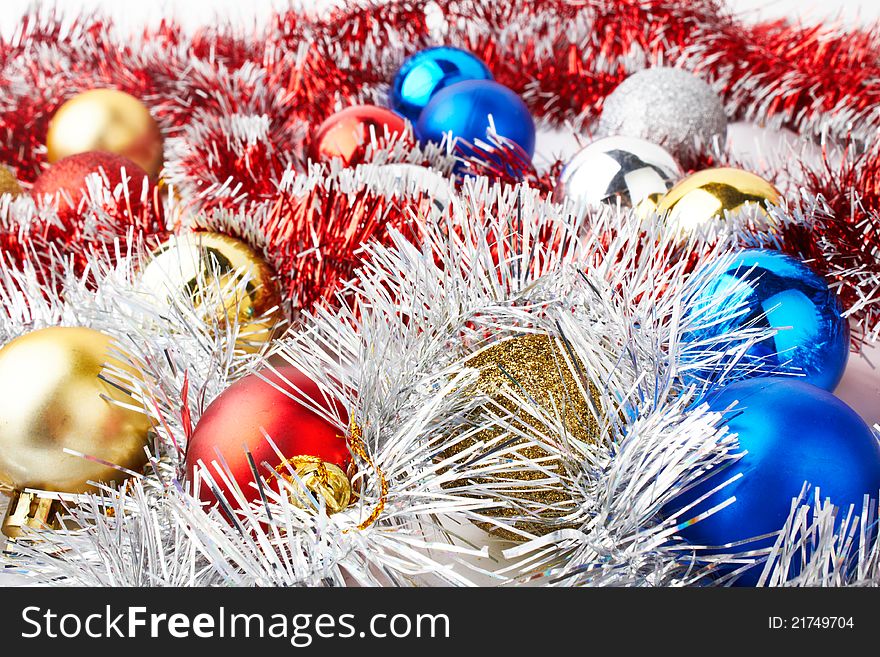 Christmas decoration and toys in different colors