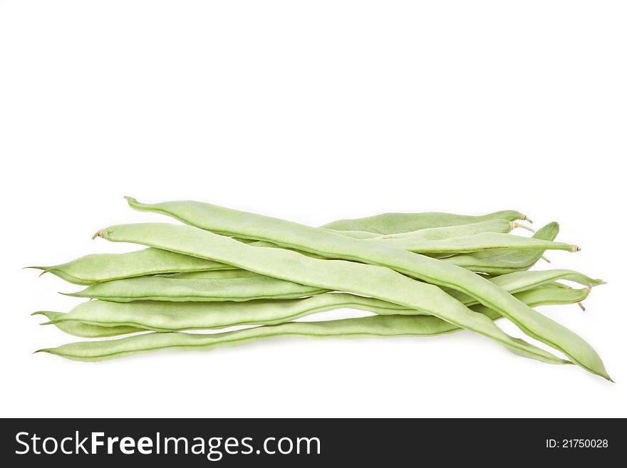 Green beans with on a white background