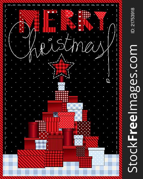 Christmas card with presents. Vertical A4. Christmas card with presents. Vertical A4
