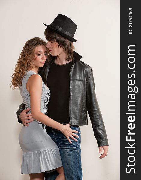 Picture of young couple, model posing in studio. Picture of young couple, model posing in studio