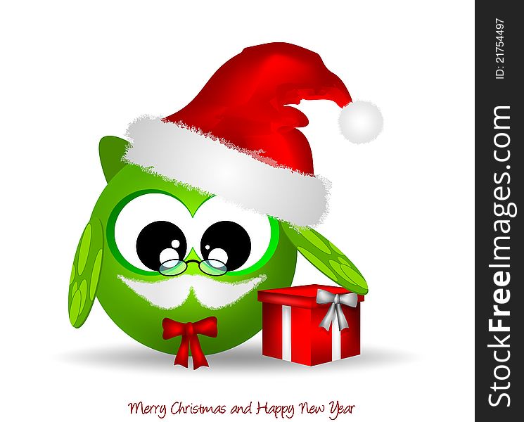 Funny illustration with owl dressed as Santa Claus. Funny illustration with owl dressed as Santa Claus