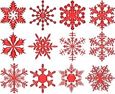 Red Glass Snowflakes Stock Photos