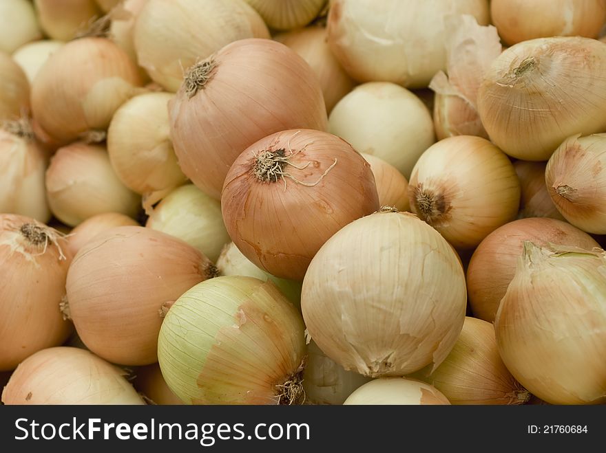 A group of red and yellows fresh onions