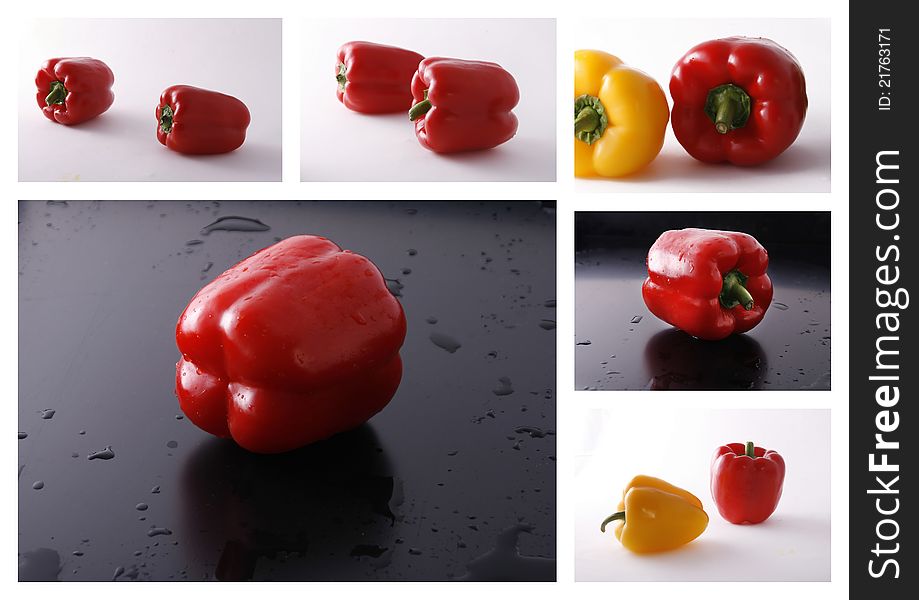 Red and yellow bell pepper collage.
