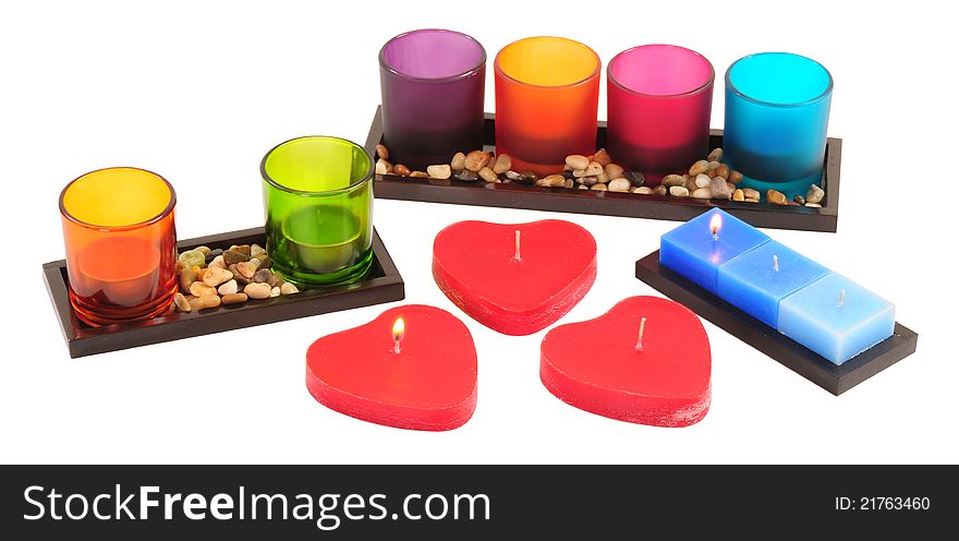 Candle collection against white background. Candle collection against white background.