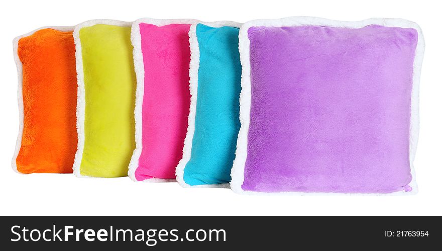 Cushions in a row over white background. Cushions in a row over white background.