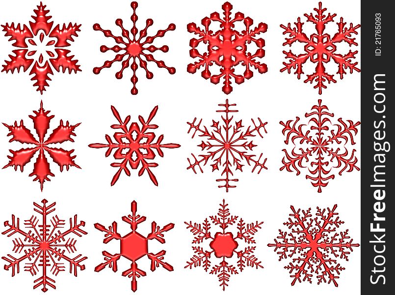 Red Glass Snowflakes