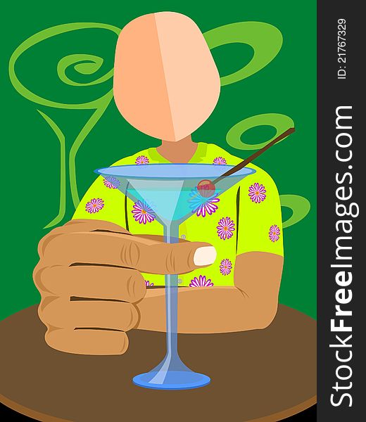 Abstract male character offering a toast of alcoholic drink. Abstract male character offering a toast of alcoholic drink