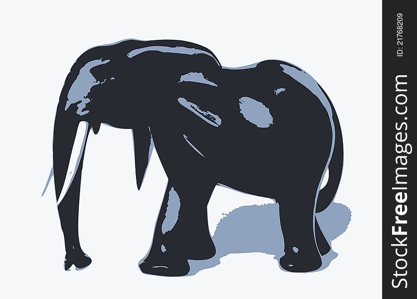 3-color silhouette of an elephant on white background. 3-color silhouette of an elephant on white background