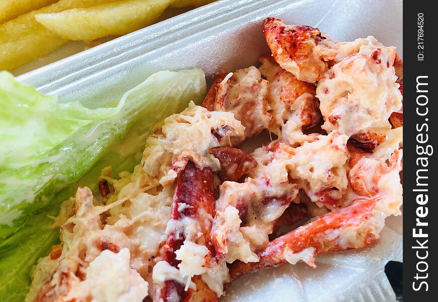 Big juicy lobster roll, a new england favorite