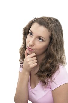The Thoughtful Brunette Girl Royalty Free Stock Photos