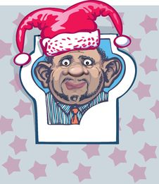 Portrait Of A Man In A Hat Jester. Christmas Joke Stock Photos