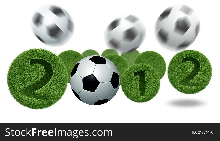 Soccer and football 2012 model 3D illustration, on white background. Soccer and football 2012 model 3D illustration, on white background.