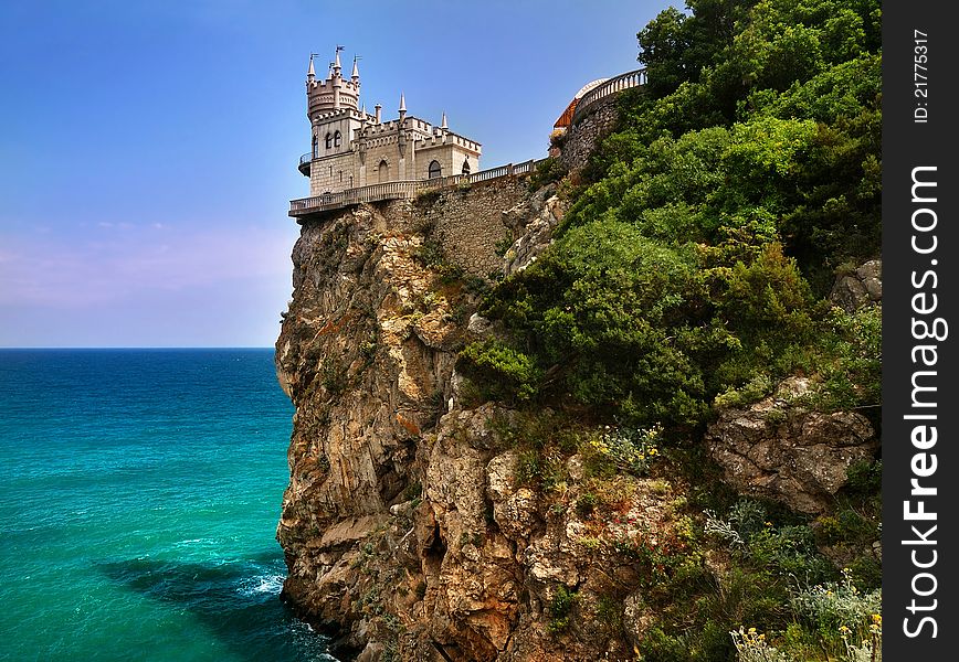 Castle on a cliff near the sea. Castle on a cliff near the sea