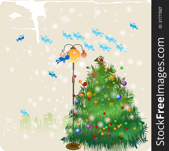 Cold illustration - winter and christmas time. Cold illustration - winter and christmas time