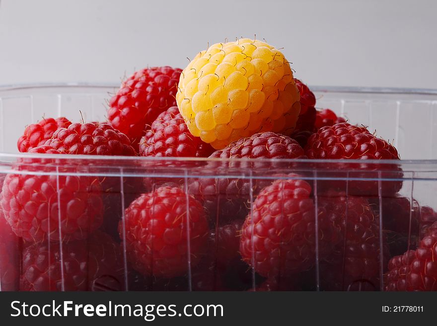Delicious raspberries shooted in photo studio