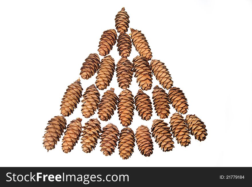Small cones on a white background