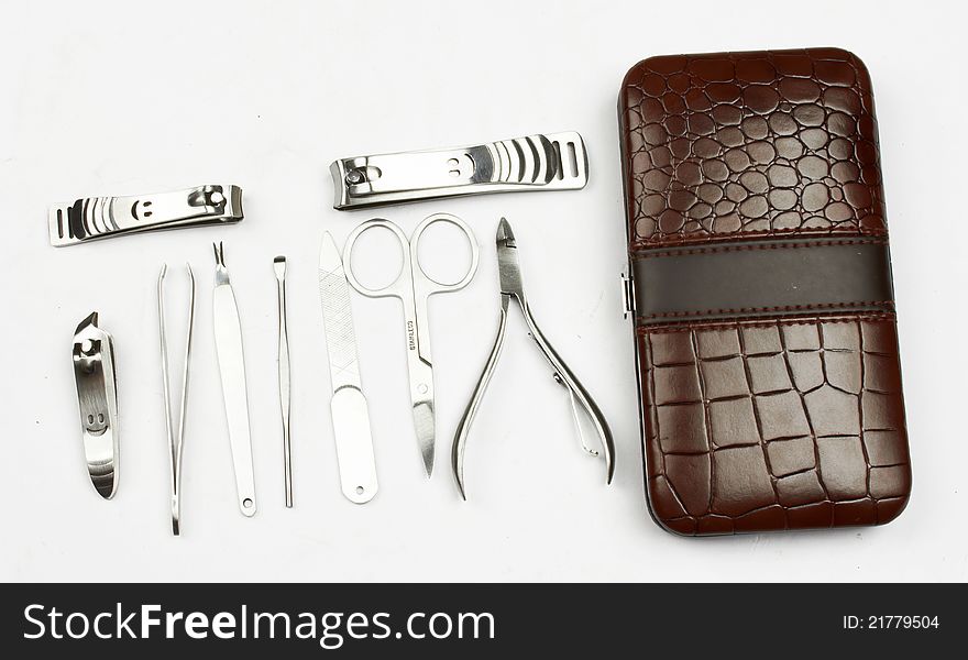 Tools of a manicure set, isolated on white backgroun