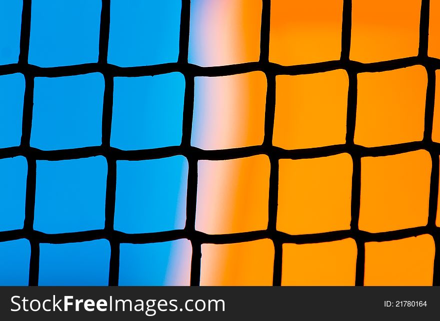 Plastic Grid With Blue And Orange Background