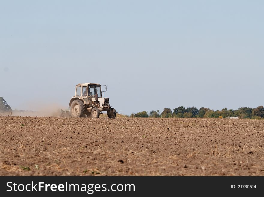 Tractor working in the field