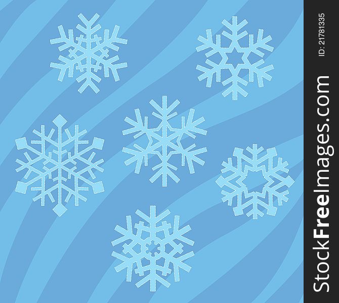 Vector collection of six snowflakes ornamented by white dots. Vector collection of six snowflakes ornamented by white dots