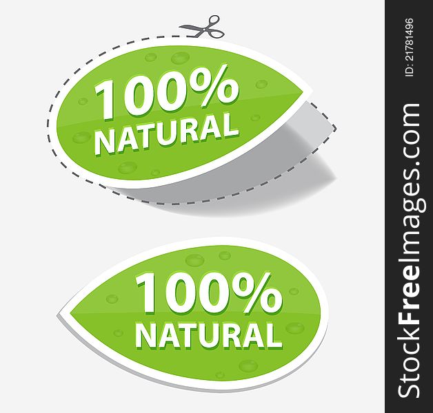 Natural green labels, for your design, eps 10