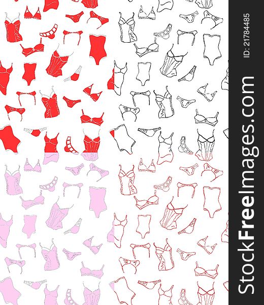 Seamless patterns with underwear in doodle style