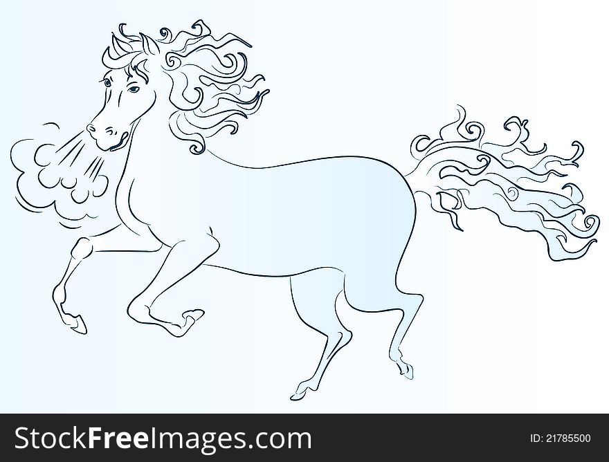Pony rides, drawing a line. Vector illustration. Pony rides, drawing a line. Vector illustration