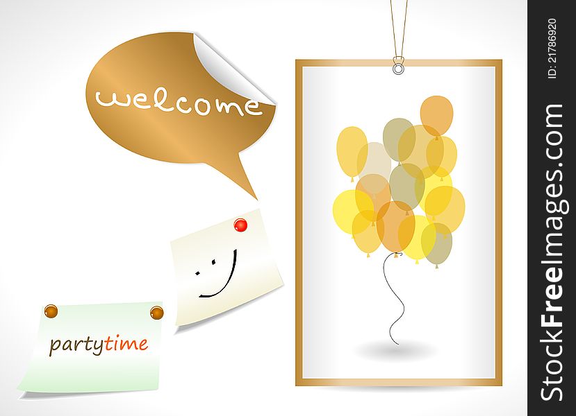 Illustration with party concept and yellow ballons
