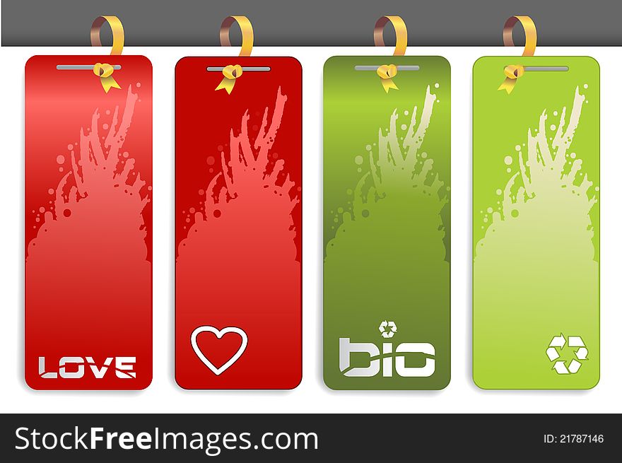 Illustration set of red and green tags