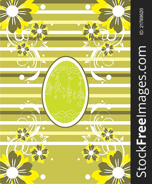 Green Easter egg on green decorative background. Green Easter egg on green decorative background