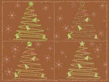 Brown Card With Four Stylized Chrismtas Trees Stock Images Brown Card With Four Stylized Chrismtas Trees Stock Images