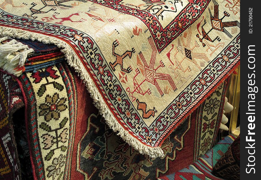 A view of Anatolian carpet in the Grand Bazaar, Istanbul.