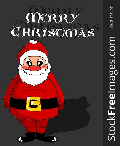 Red happy Santa Claus on black background -  with text. Red happy Santa Claus on black background -  with text