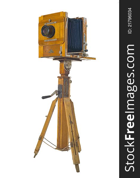 Wooden camera on tripod