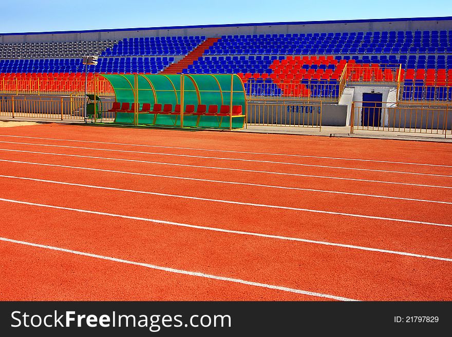 STADIUM with colored plastic seats. STADIUM with colored plastic seats