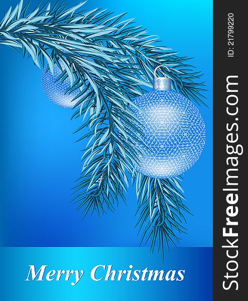 Christmas background with fir and patterned balls